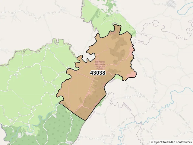 Mapa del código postal 43038, San Felipe Orizatlán, Hidalgo
