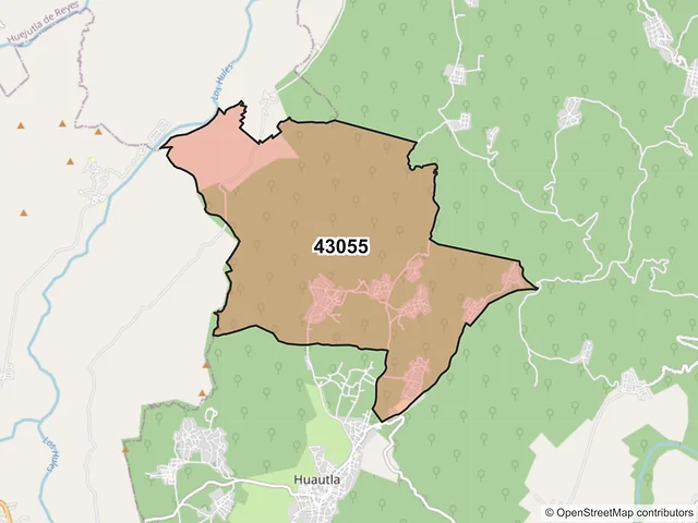 Mapa del código postal 43055, Huautla, Hidalgo