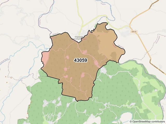 Mapa del código postal 43059, Huautla, Hidalgo
