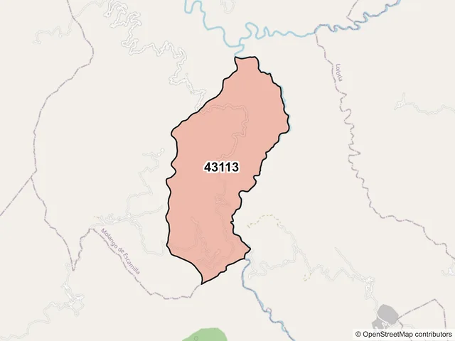 Mapa del código postal 43113, Molango de Escamilla, Hidalgo