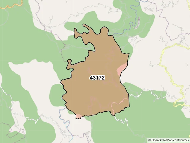 Mapa del código postal 43172, Tlahuiltepa, Hidalgo
