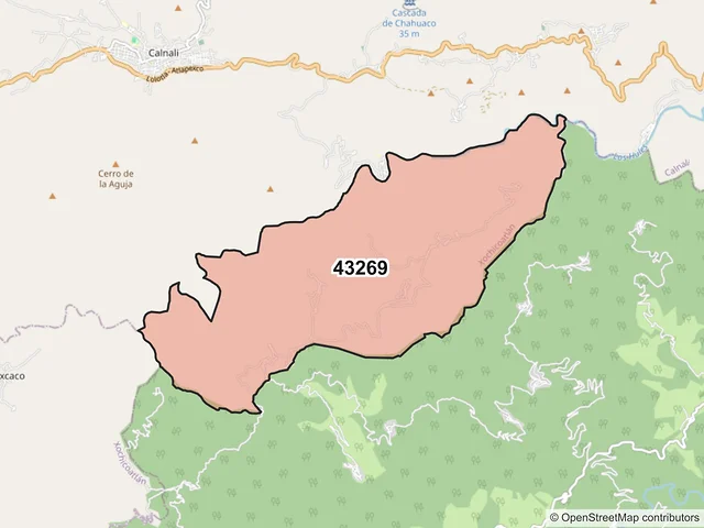 Mapa del código postal 43269, Xochicoatlán, Hidalgo