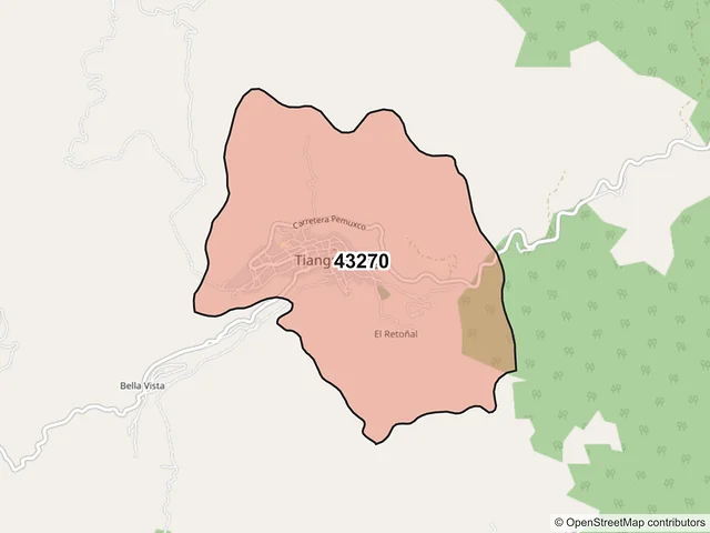 Mapa del código postal 43270, Tianguistengo, Hidalgo