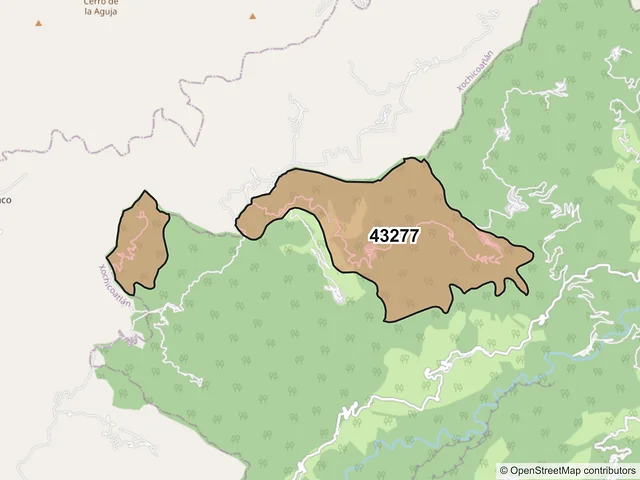 Mapa del código postal 43277, Tianguistengo, Hidalgo