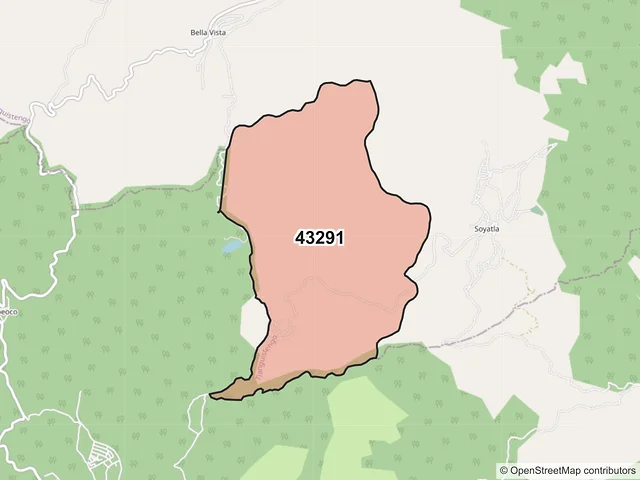 Mapa del código postal 43291, Tianguistengo, Hidalgo