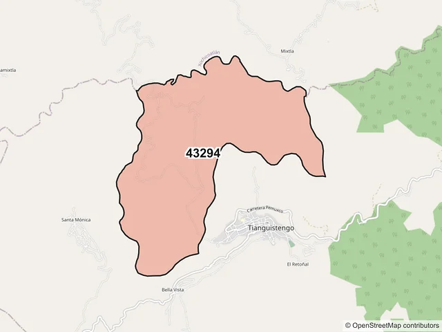 Mapa del código postal 43294, Tianguistengo, Hidalgo