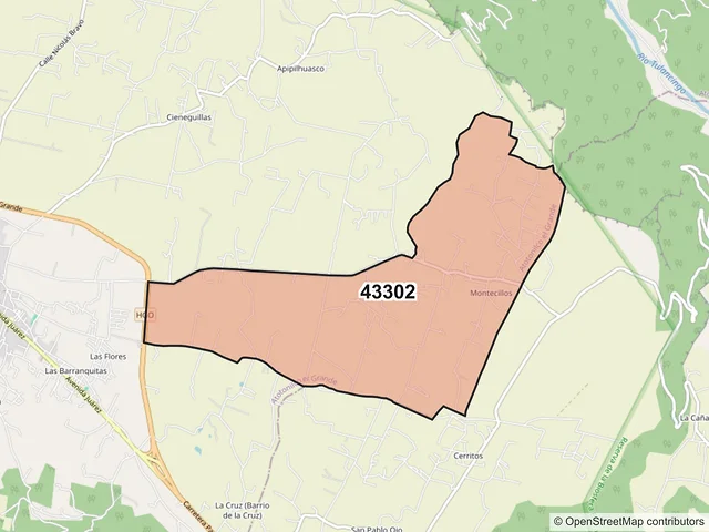 Mapa del código postal 43302, Atotonilco el Grande, Hidalgo