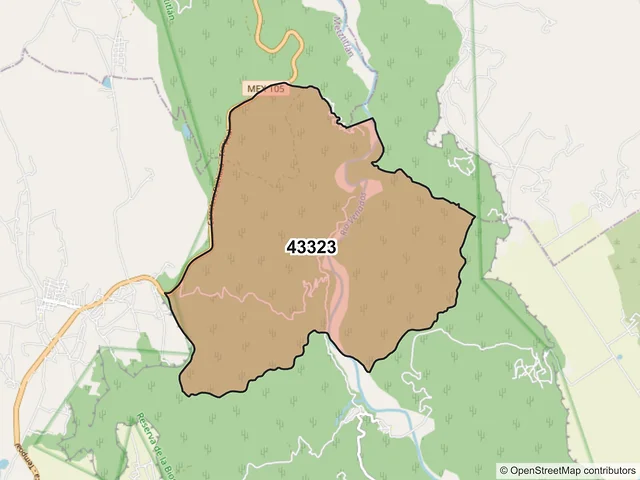 Mapa del código postal 43323, Atotonilco el Grande, Hidalgo