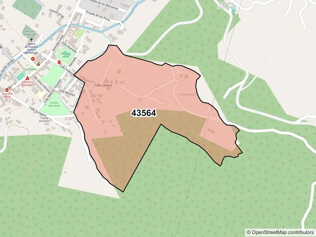 Mapa del código postal 43564, Omitlán de Juárez, Hidalgo