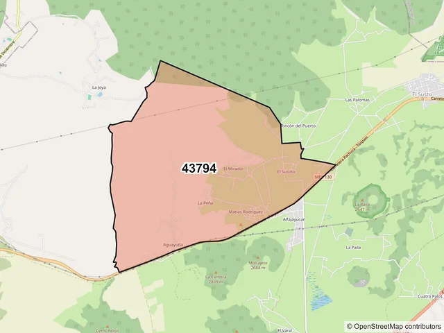 Mapa del código postal 43794, Singuilucan, Hidalgo