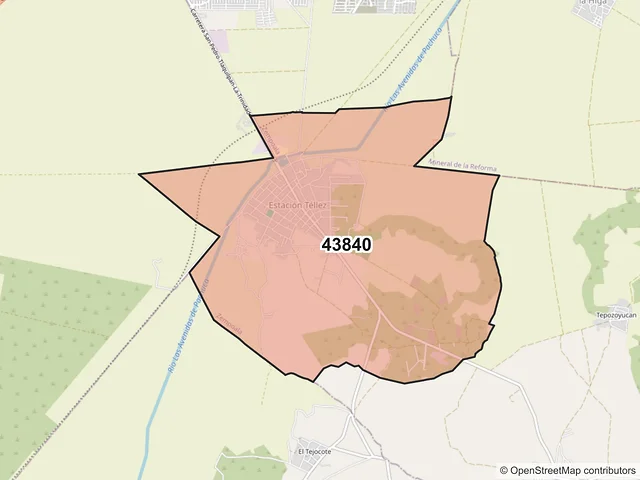 Mapa del código postal 43840, Zempoala, Hidalgo
