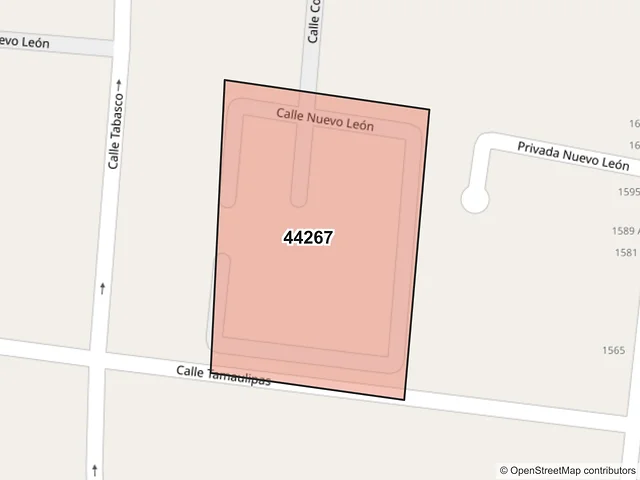 Mapa del código postal 44267, Guadalajara, Jalisco