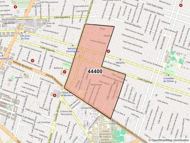 Mapa del código postal 44400, Guadalajara, Jalisco
