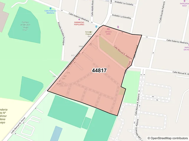Mapa del código postal 44817, Guadalajara, Jalisco