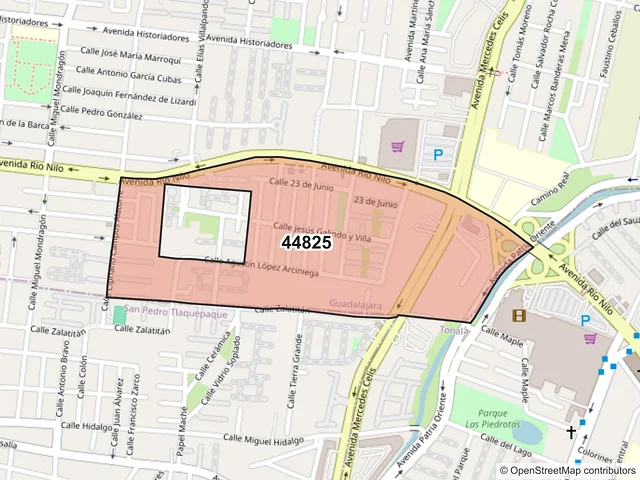Mapa del código postal 44825, Guadalajara, Jalisco