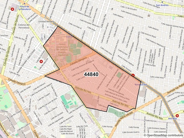 Mapa del código postal 44840, Guadalajara, Jalisco