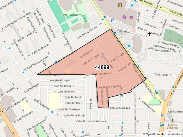 Mapa del código postal 44899, Guadalajara, Jalisco