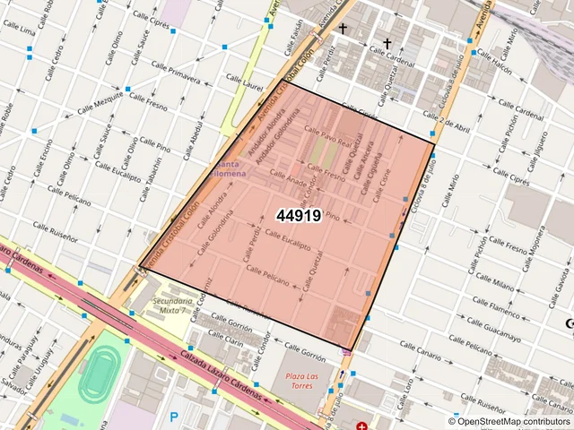 Mapa del código postal 44919, Guadalajara, Jalisco