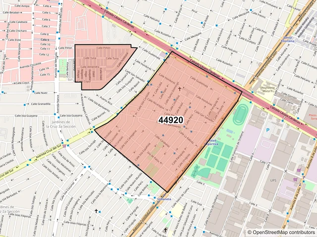 Mapa del código postal 44920, Guadalajara, Jalisco
