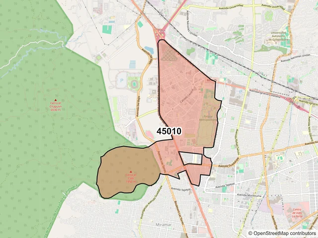 Mapa del código postal 45010, Zapopan, Jalisco