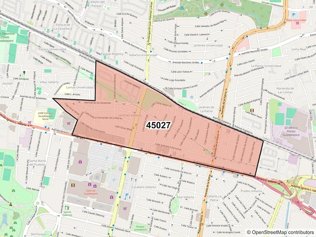 Mapa del código postal 45027, Zapopan, Jalisco
