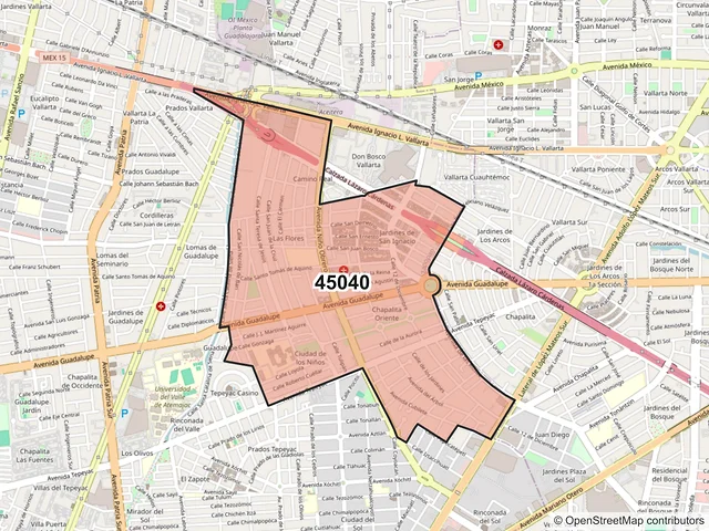 Mapa del código postal 45040, Zapopan, Jalisco