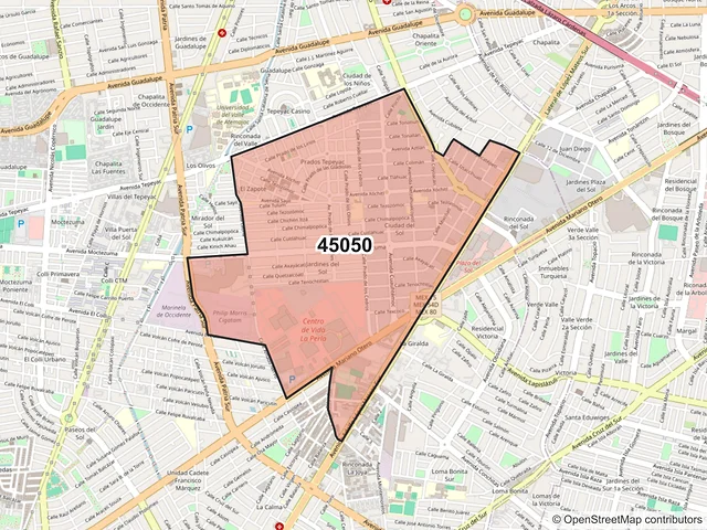 Mapa del código postal 45050, Zapopan, Jalisco