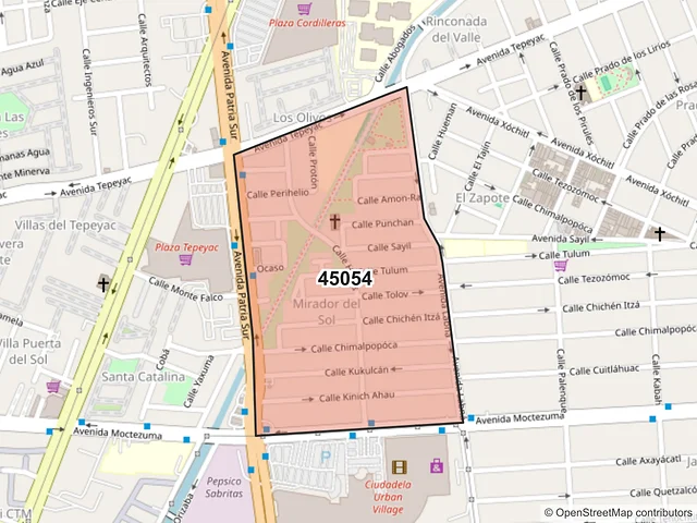 Mapa del código postal 45054, Zapopan, Jalisco