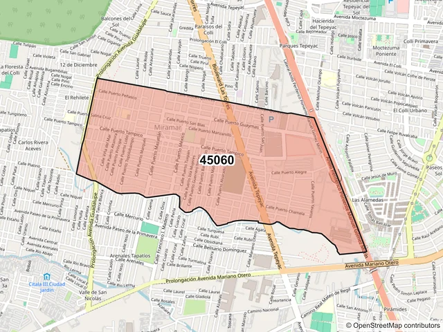 Mapa del código postal 45060, Zapopan, Jalisco