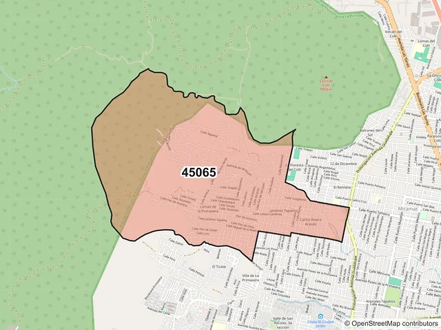 Mapa del código postal 45065, Zapopan, Jalisco