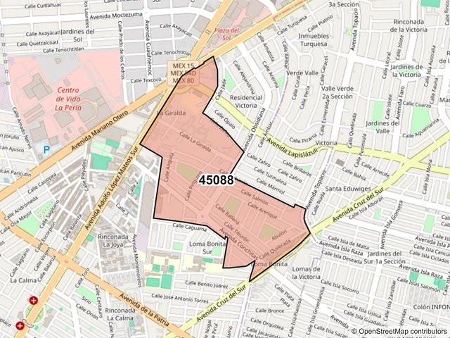 Mapa del código postal 45088, Zapopan, Jalisco