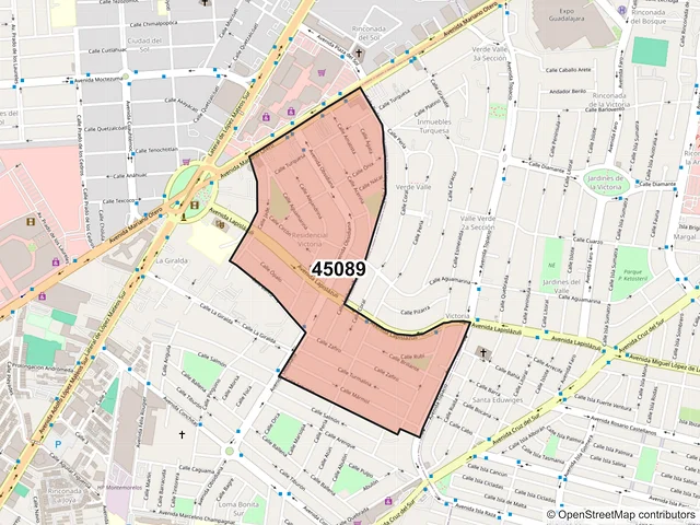 Mapa del código postal 45089, Zapopan, Jalisco