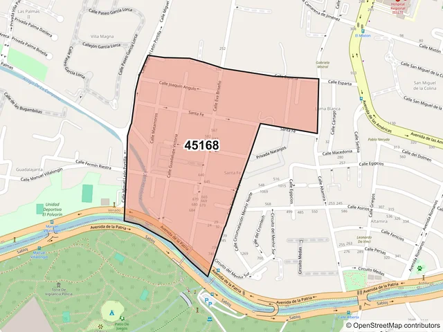 Mapa del código postal 45168, Zapopan, Jalisco