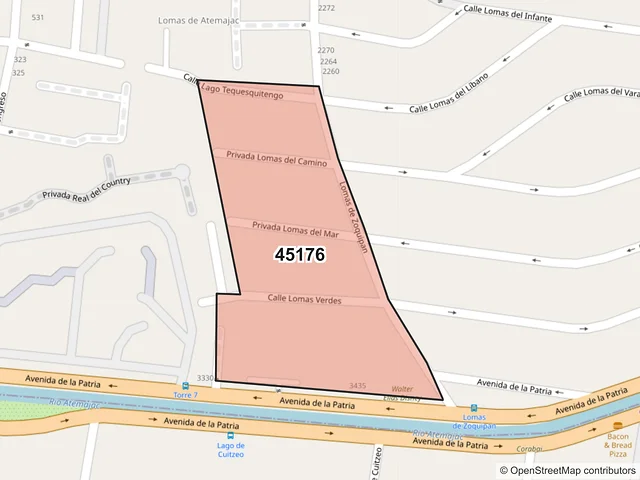 Mapa del código postal 45176, Zapopan, Jalisco