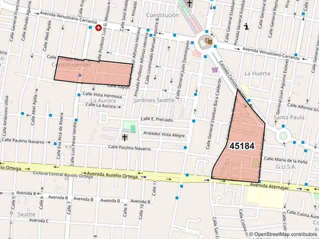 Mapa del código postal 45184, Zapopan, Jalisco