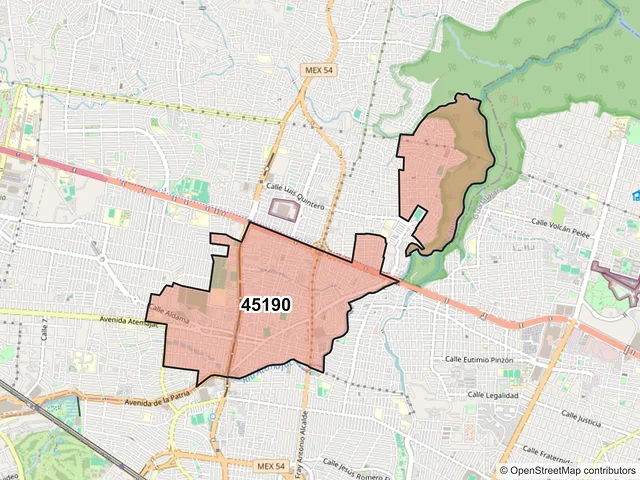 Mapa del código postal 45190, Zapopan, Jalisco