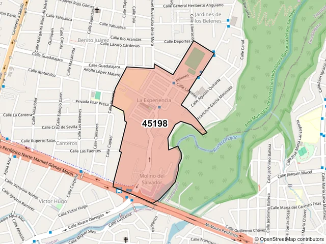 Mapa del código postal 45198, Zapopan, Jalisco