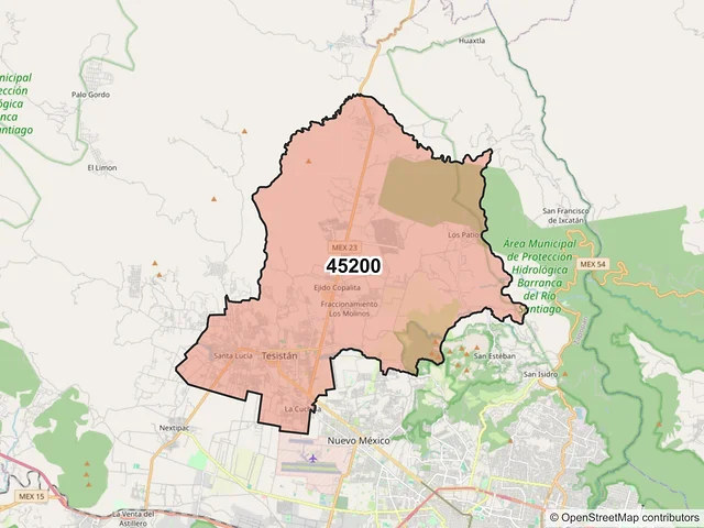 Mapa del código postal 45200, Zapopan, Jalisco