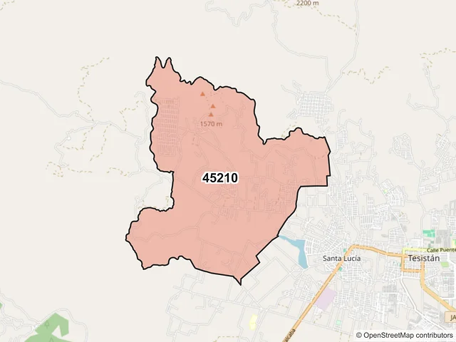 Mapa del código postal 45210, Zapopan, Jalisco