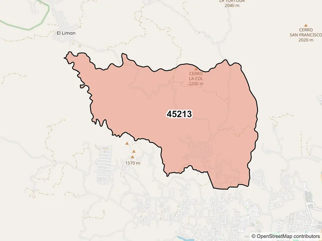 Mapa del código postal 45213, Zapopan, Jalisco