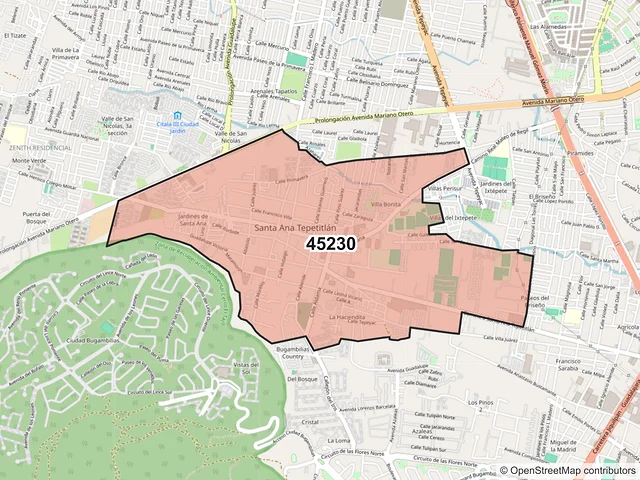 Mapa del código postal 45230, Zapopan, Jalisco