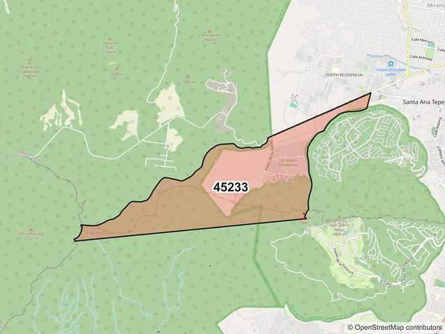 Mapa del código postal 45233, Zapopan, Jalisco