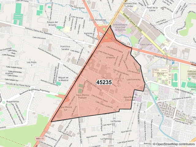 Mapa del código postal 45235, Zapopan, Jalisco