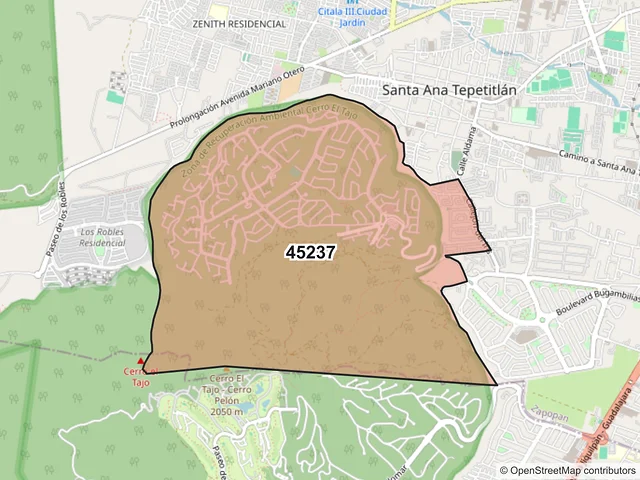 Mapa del código postal 45237, Zapopan, Jalisco