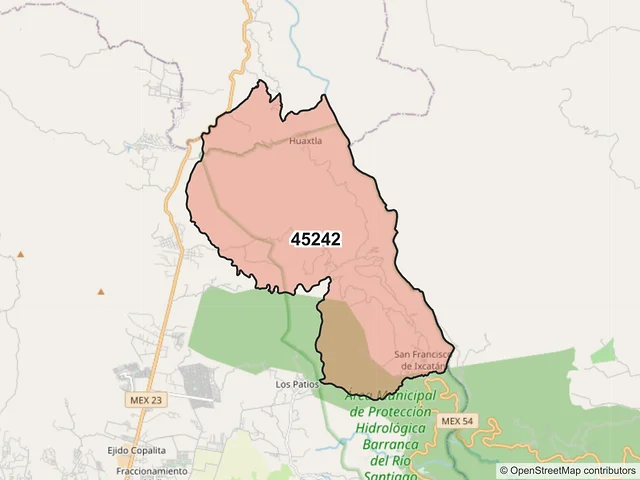 Mapa del código postal 45242, Zapopan, Jalisco