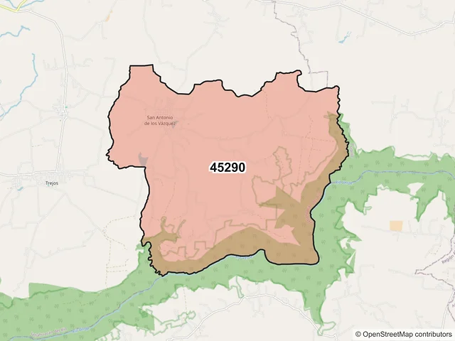 Mapa del código postal 45290, Ixtlahuacán del Río, Jalisco