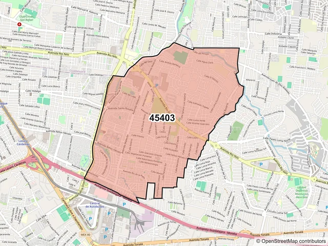 Mapa del código postal 45403, Tonalá, Jalisco