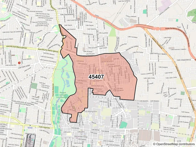 Mapa del código postal 45407, Tonalá, Jalisco