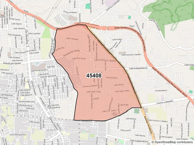Mapa del código postal 45408, Tonalá, Jalisco
