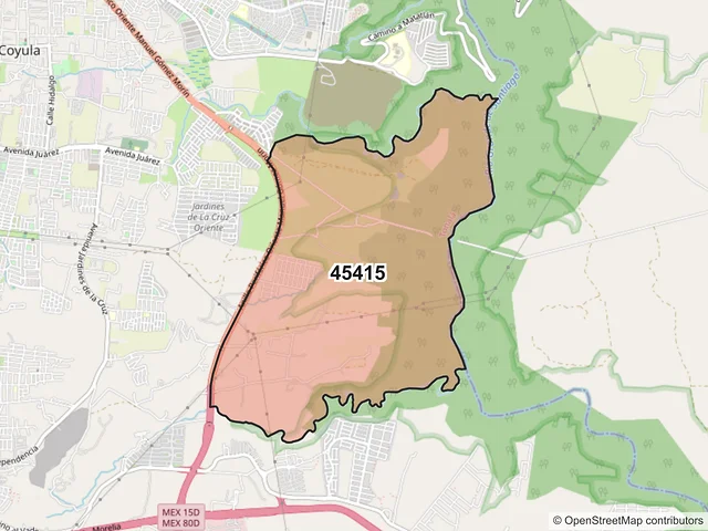 Mapa del código postal 45415, Tonalá, Jalisco